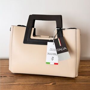 Cream and Black Women's Handbag